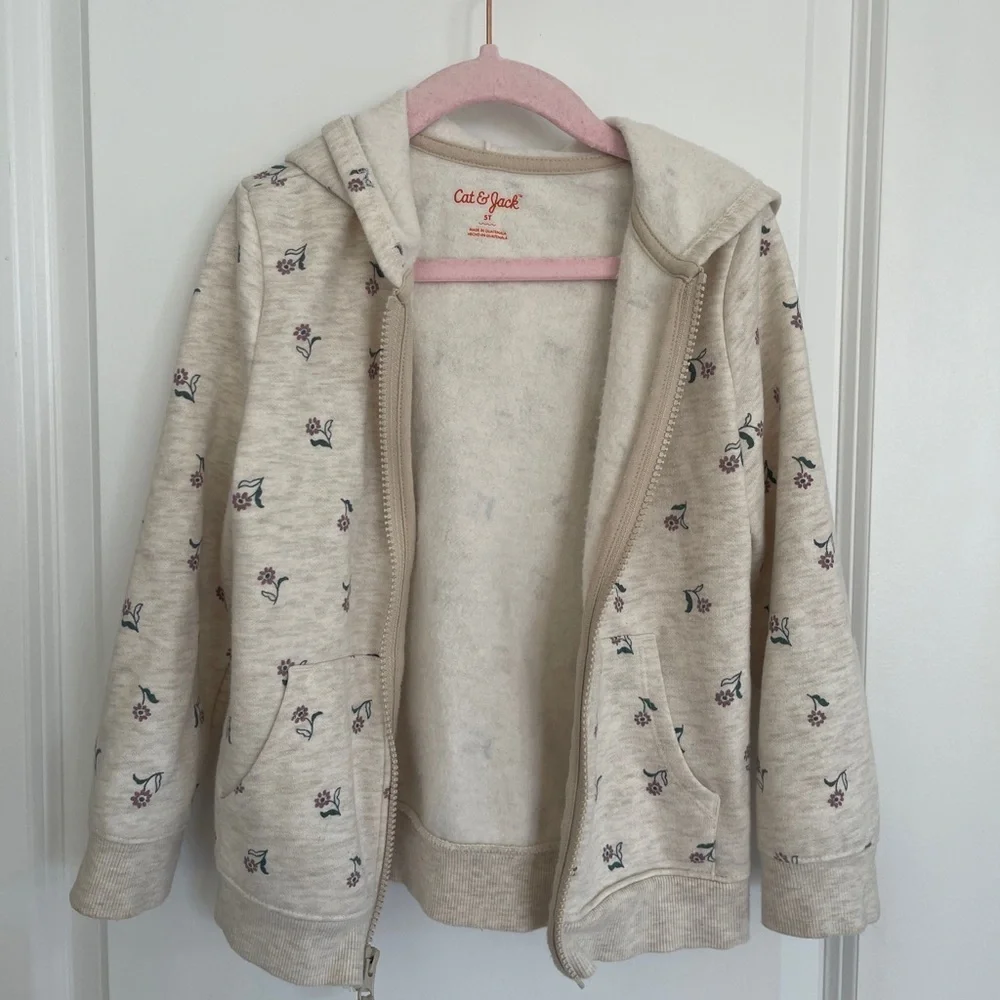 Cat & Jack Beige Floral Kids Hoodie